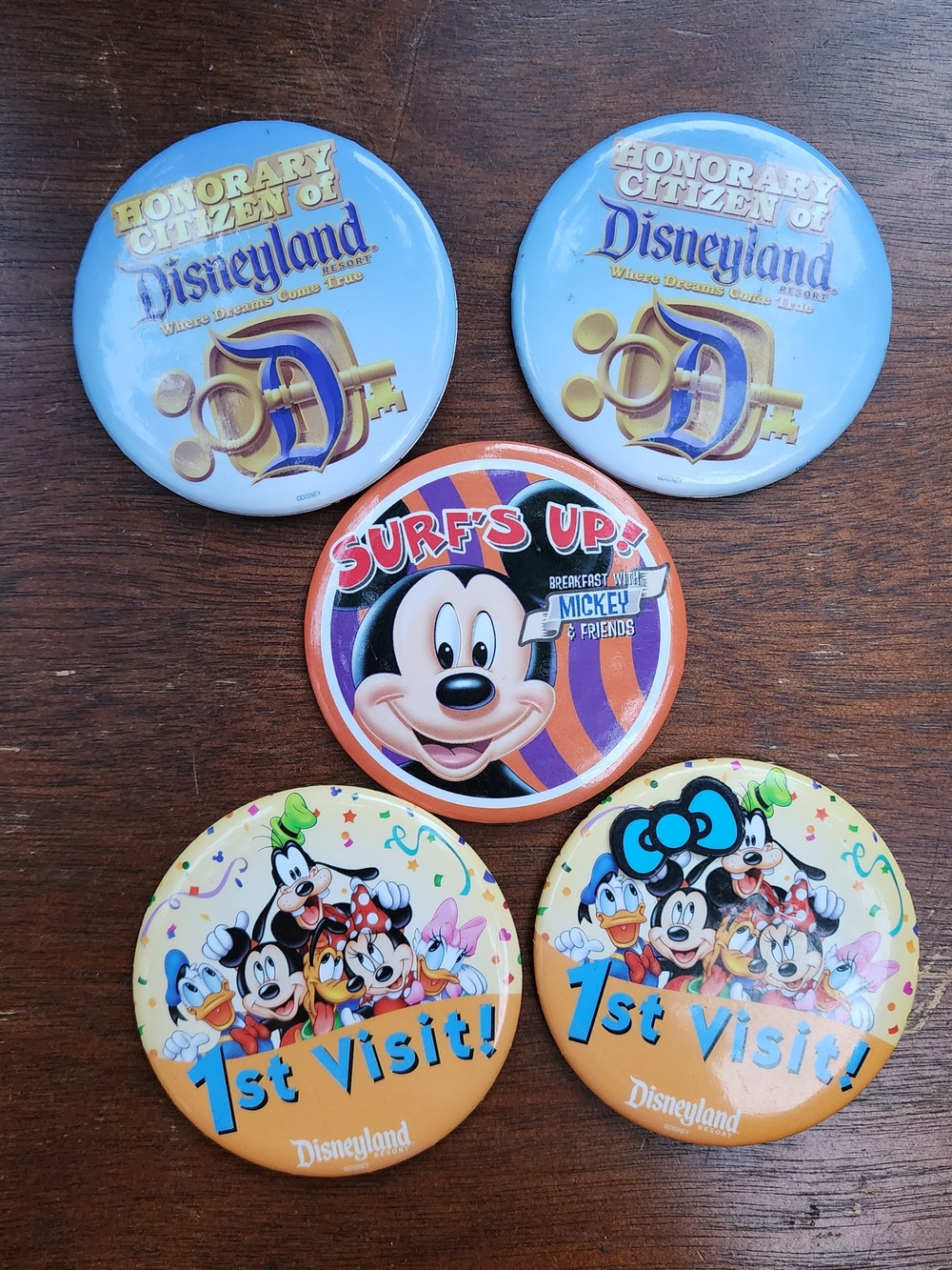 Disneyland Resort Celebration Pin Button Lot 1st Visit Honorary Citizen Surfs Up